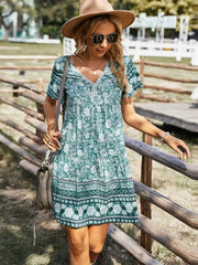 Women's Boho Floral Print Mini Dress