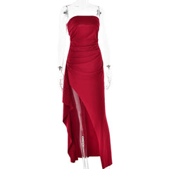 Strapless Backless Maxi Dress with High Split