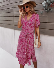 Women's Casual Floral Chic Midi Dress
