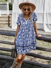 Women's Boho Floral Print Mini Dress