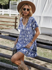 Women's Boho Floral Print Mini Dress