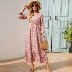 Women's Floral Pink Chiffon Dress