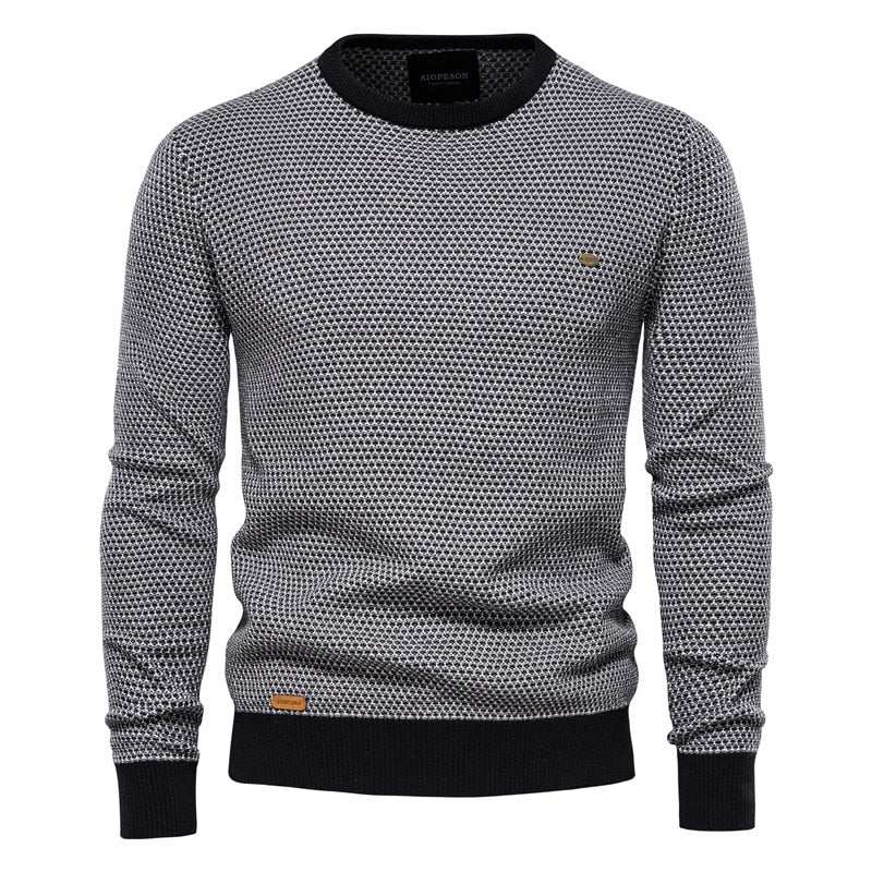Men Spliced Cotton Knitted Sweater
