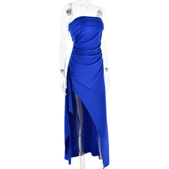 Strapless Backless Maxi Dress with High Split