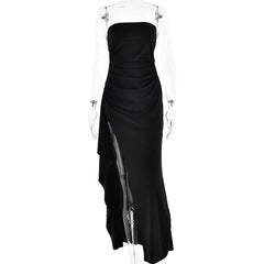 Strapless Backless Maxi Dress with High Split