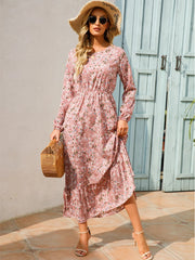 Women's Floral Pink Chiffon Dress