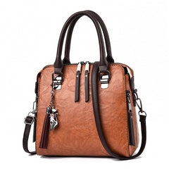 Double Zipper Office Tote Handbag