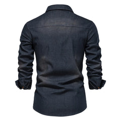 Men's Long Sleeve Cowboy Denim Shirt