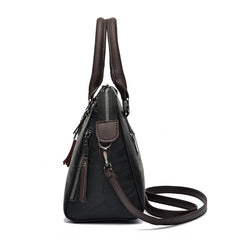 Double Zipper Office Tote Handbag