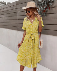 Women's Casual Floral Chic Midi Dress