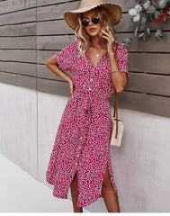 Women's Casual Floral Chic Midi Dress