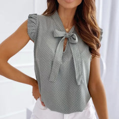 Women Polka Dot Sleeveless Blouses shirt