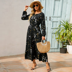 Women's Floral Puff Sleeve Bohemian Dress