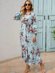 Bohemian A-Line Chiffon Dress with Puff Sleeves