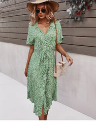Women's Casual Floral Chic Midi Dress