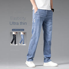 Men's Elastic Waist Summer Thin Jeans