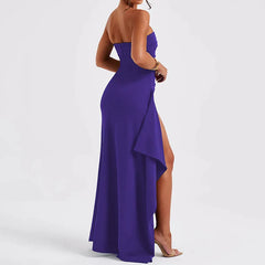 Strapless Backless Maxi Dress with High Split