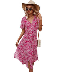 Women's Casual Floral Chic Midi Dress