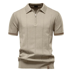 Men's Office Slim Fit Zipper Polo Shirt