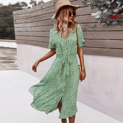 Women's Casual Floral Chic Midi Dress
