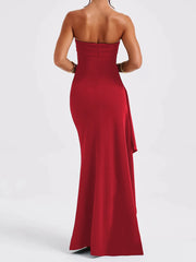 Strapless Backless Maxi Dress with High Split
