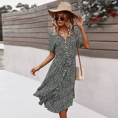 Women's Casual Floral Chic Midi Dress