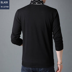 Black Cotton Letter Print Long Sleeve T- Shirt