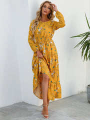 Women's Puff Sleeve Floral Midi Dress