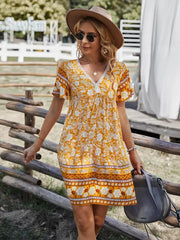 Women's Boho Floral Print Mini Dress