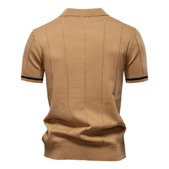 Beige polo shirt on a white background