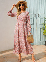 Women's Floral Pink Chiffon Dress