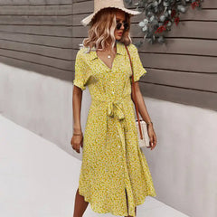 Women's Casual Floral Chic Midi Dress
