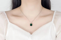 Women Rectangle 925 Sterling Silver Ring Earrings Necklace