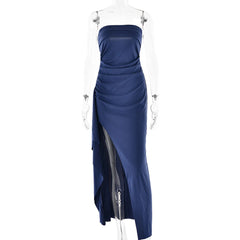 Strapless Backless Maxi Dress with High Split
