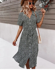 Women's Casual Floral Chic Midi Dress