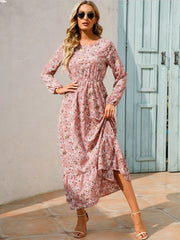 Women's Floral Pink Chiffon Dress