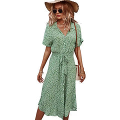 Women's Casual Floral Chic Midi Dress