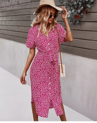 Women's Casual Floral Chic Midi Dress