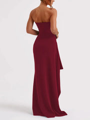 Strapless Backless Maxi Dress with High Split