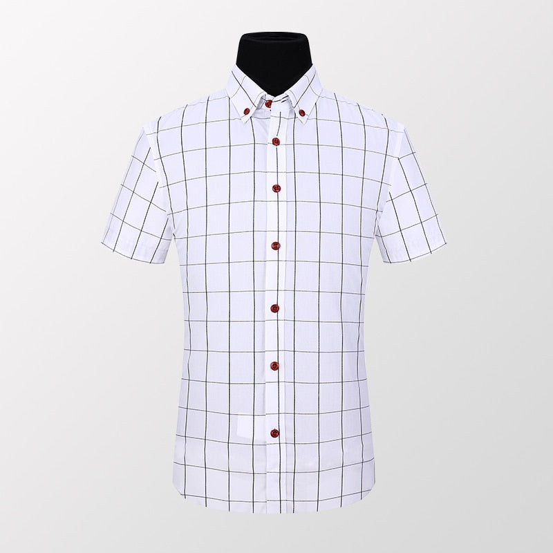 Anti-wrinkle Short Sleeve Plaid Shirt