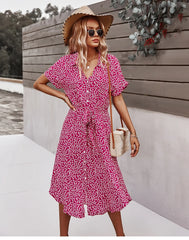 Women's Casual Floral Chic Midi Dress