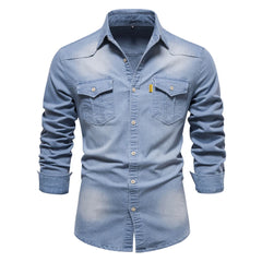 Men's Long Sleeve Cowboy Denim Shirt