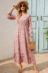 Women's Floral Pink Chiffon Dress