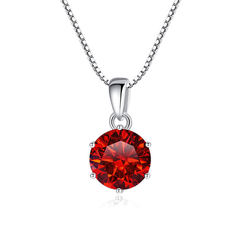 925 Silver Inlaid Round Moissanite Necklace