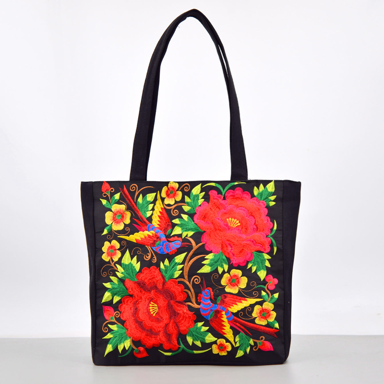 Ethnic Style Embroidered Shoulder Bag Large Capacity Portable Shopping Bag