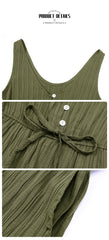 Women's  Sleeveless Jumpsuit With Belt And Pockets